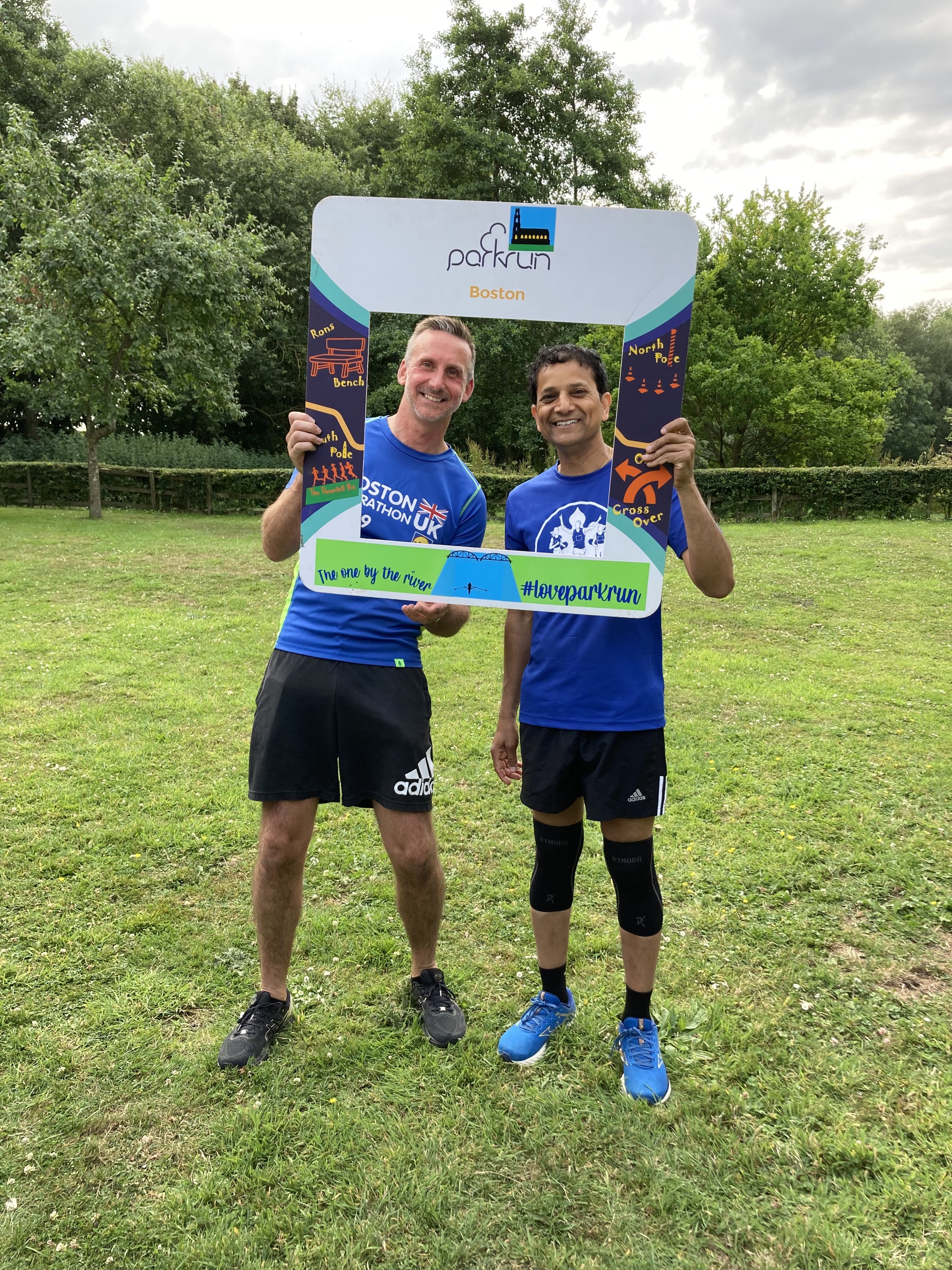 Chris Higgins and Dr Girish Kunigiri at Boston parkrun