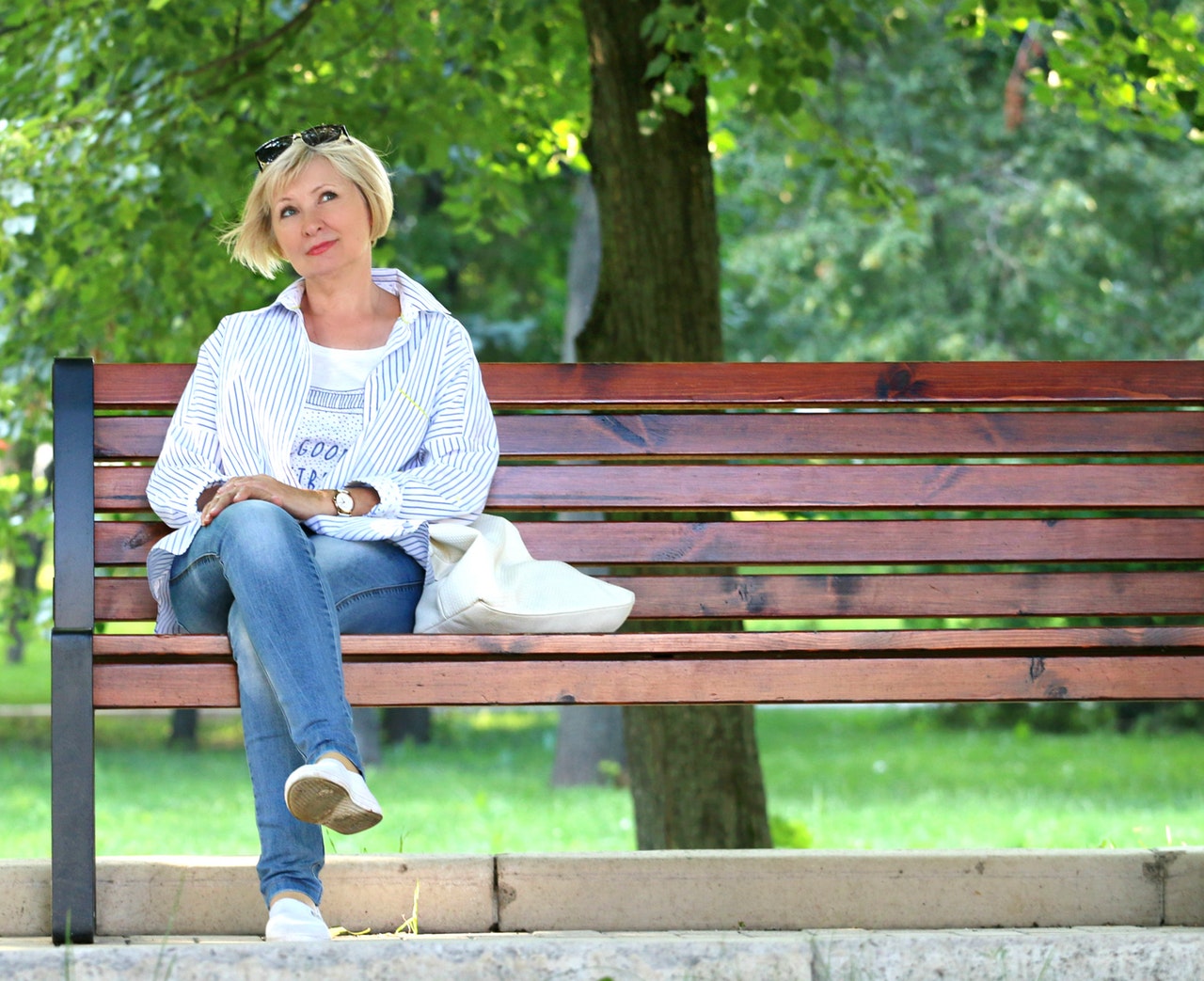 Woman sitting on a bench