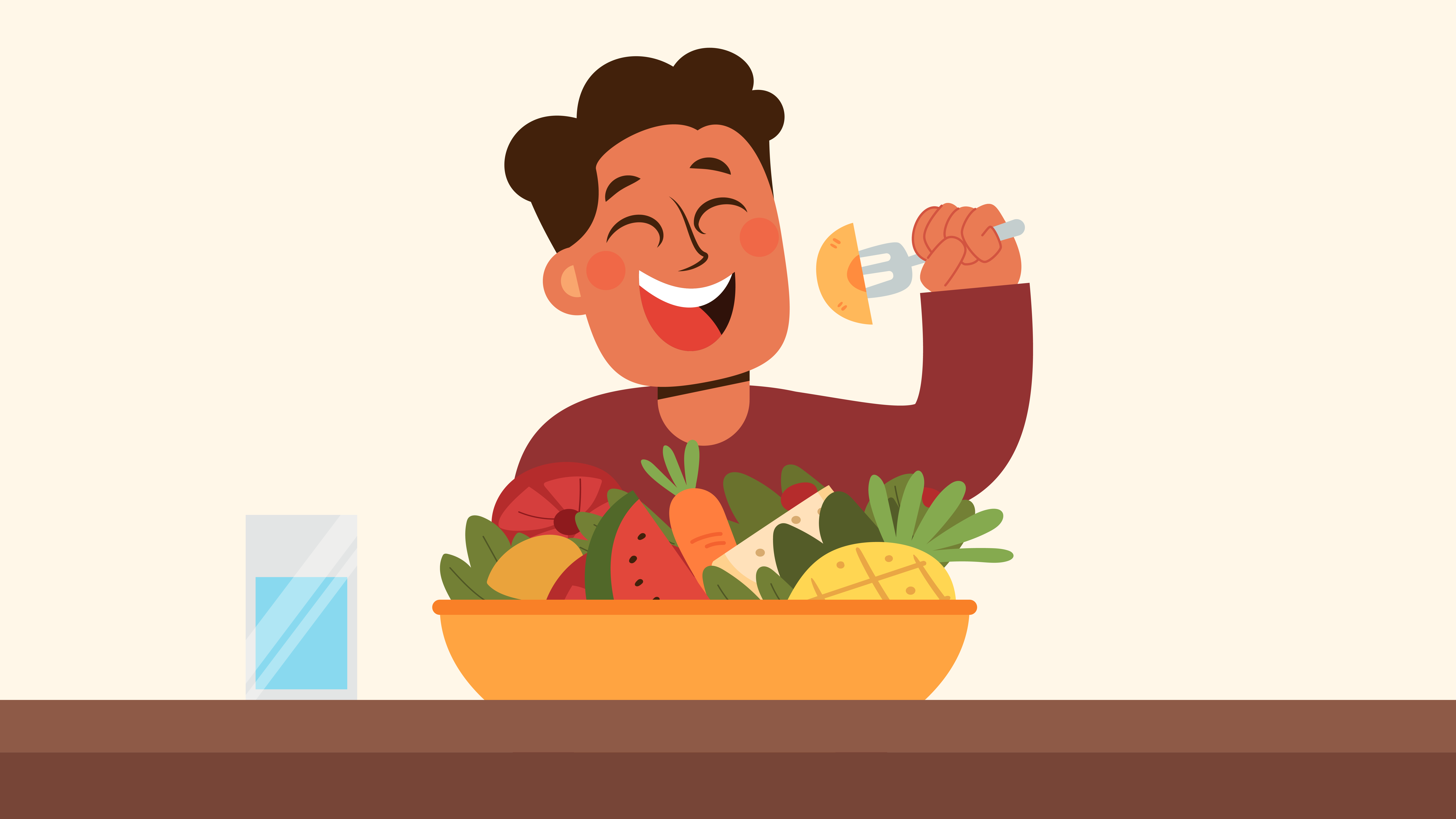 Person eating a healthy meal graphic