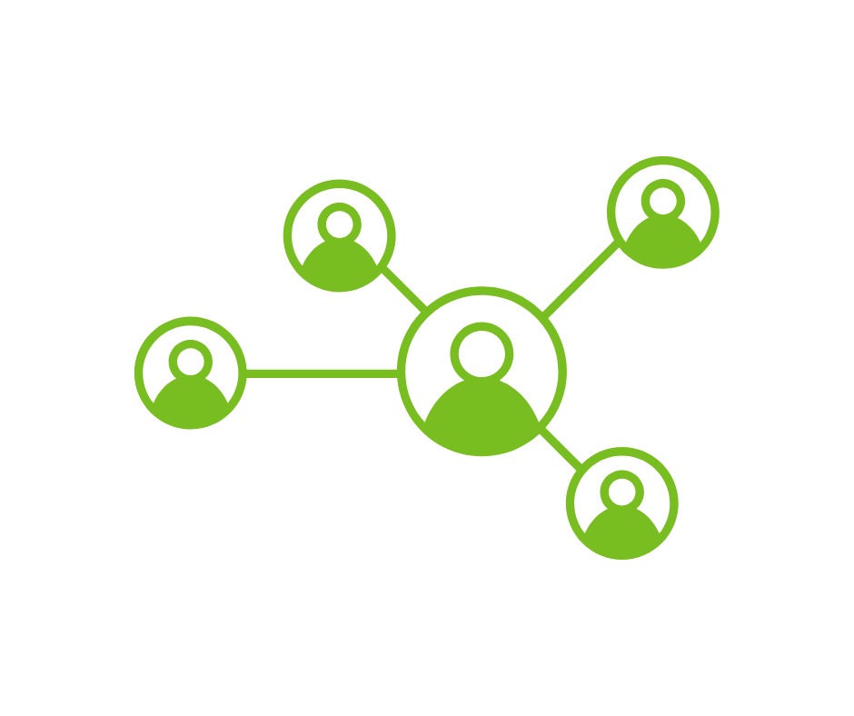 Drawing of people with lines connected to each other