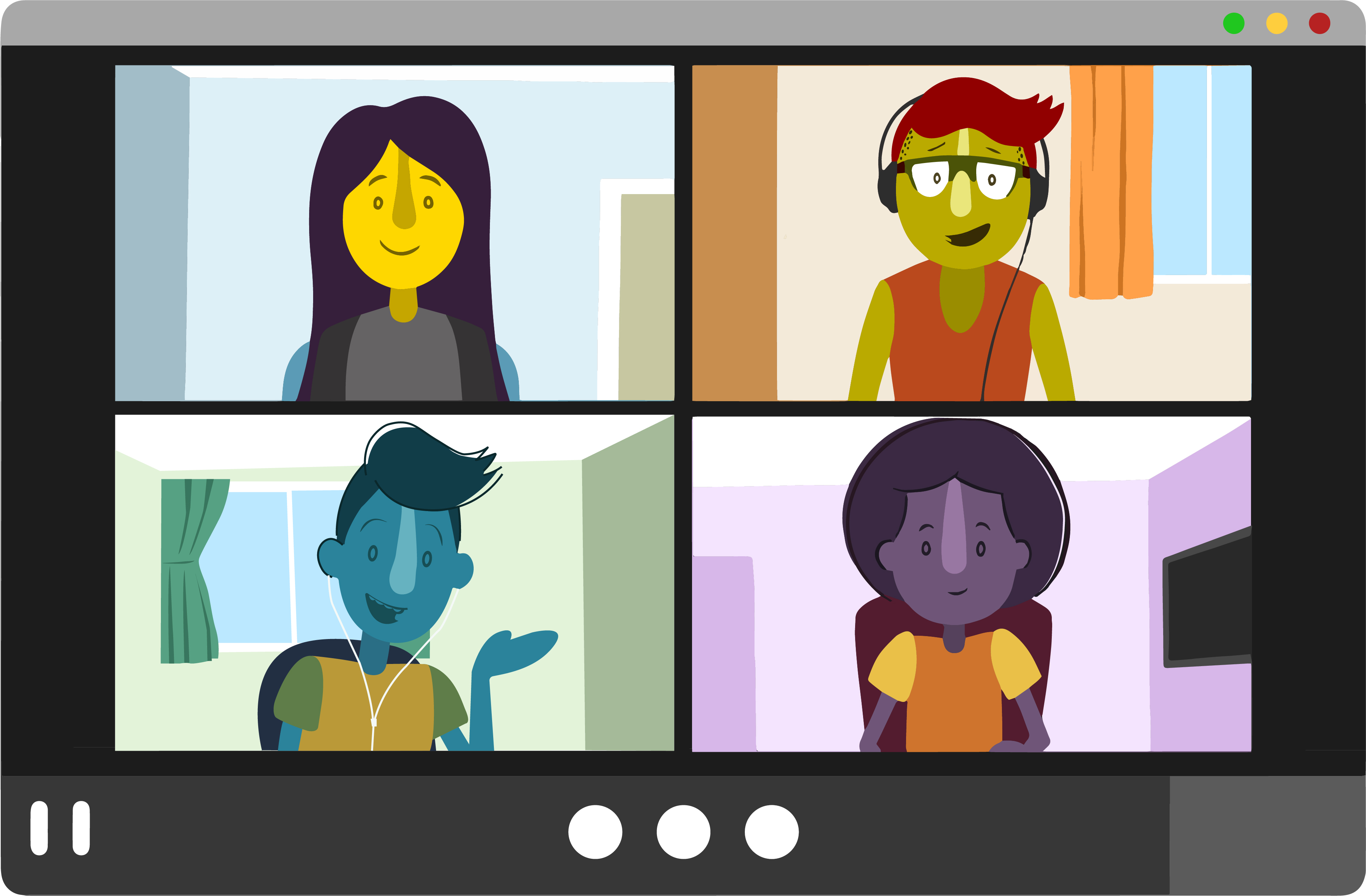 Picture of 4 people on a video call