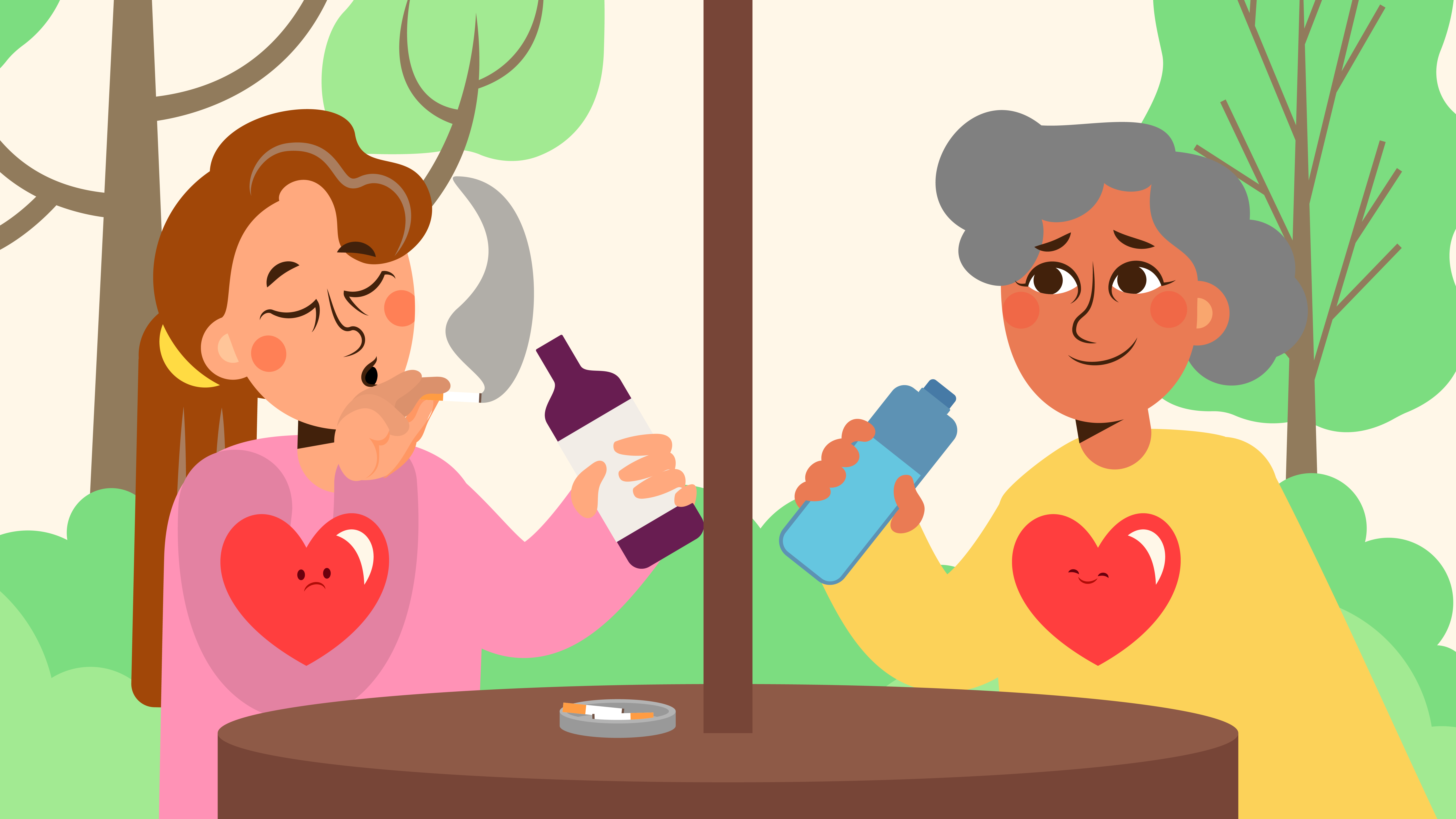 Two people drinking alcohol graphic